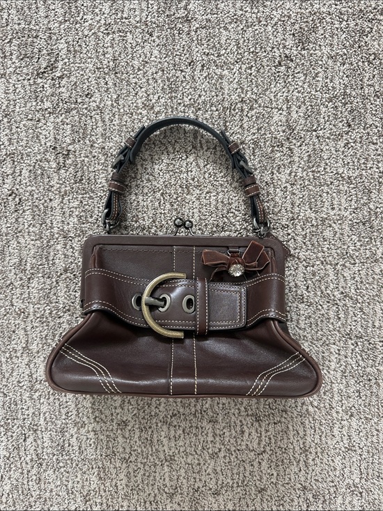 Coach Handbags - Coach (re) loved Women's Brown Leather Top-Handle Bag with Decorative Buckle